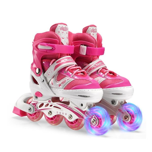 Justerbara inlines för barn med helt ljusa hjul pink S 27 to 32