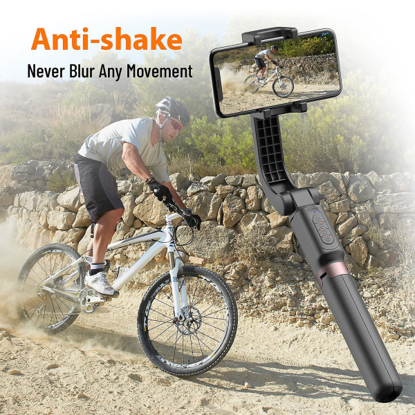 Smarttelefon PTZ Stabilisator, med utvidbar Bluetooth Selfie-stang og Stativ, 1-akse Multifunksjonell Fjernkontroll, 360 Automatisk Rotasjon, Automatisk