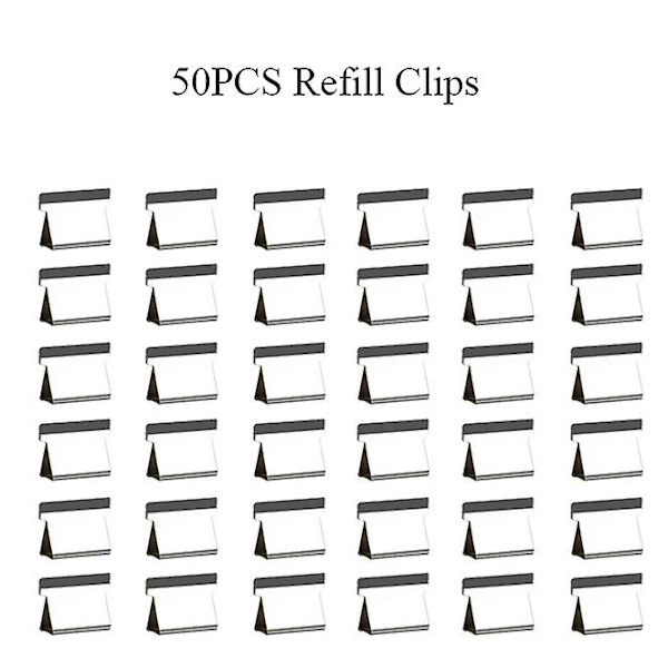 Läpinäkyvä paperiliitinnostin ja 8 täyttöliitintä, toimistotarvikkeet 50 Refill Clips