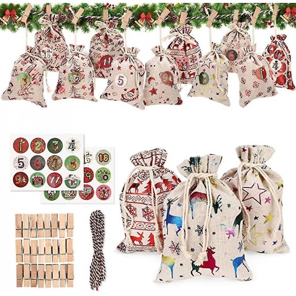 Liten påse, DIY adventskalender, dragsko, återanvändbar jul