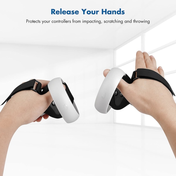 Lämplig för Oculus / Meta Quest 2 Controller Handtag Cover Tillbehör, Cover med justerbar ledrem (svart, 1 par)