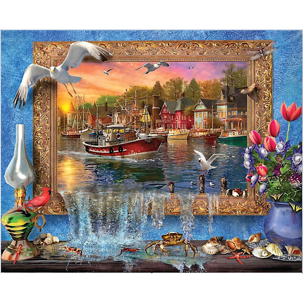 1000 Brikker Puslespil Voksen Puslespil Genbrugsmateriale Puslespil Afslapning Meditation Seagull boat