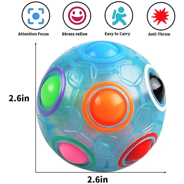 2 stk. Regnbue Magisk Ballkube Magisk Regnbueball Fidget Sensorisk Ball Hjernetrim Spill Fidget Leker