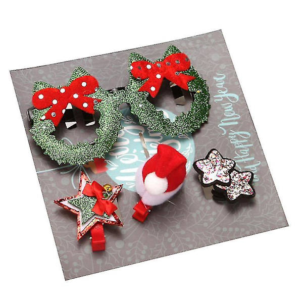 Julehårspenner for barn, Santa-brilleramme, tegneserie-gaveeske wreath