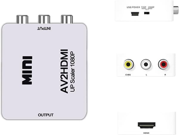 [LCS]RCA AV til HDMI-konverter / adapter 1080P Universal Sort Black