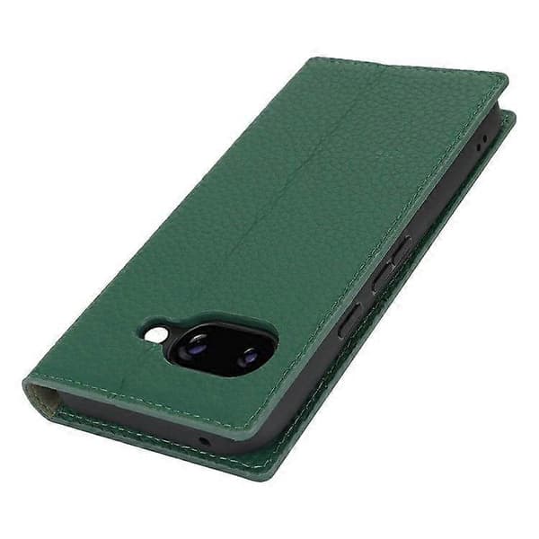 För Google Pixel 9a Plånboksfodral Äkta Kohud Telefonfodral Litchi Textur Green