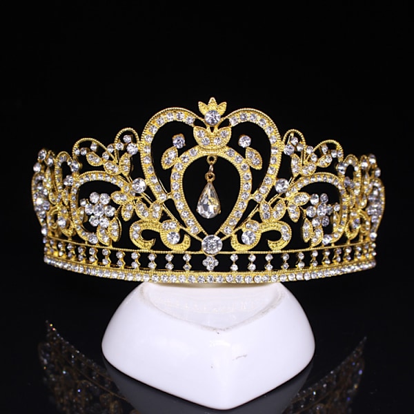Lille Guld Krystal Krone Blomsterbuketter Tilbehør Rhinestone Bryllupskage Top Fødselsdag Krone Kage Dekorationer