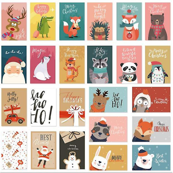 24 Kreative Julekort Med Konvolutter, Ulike Design
