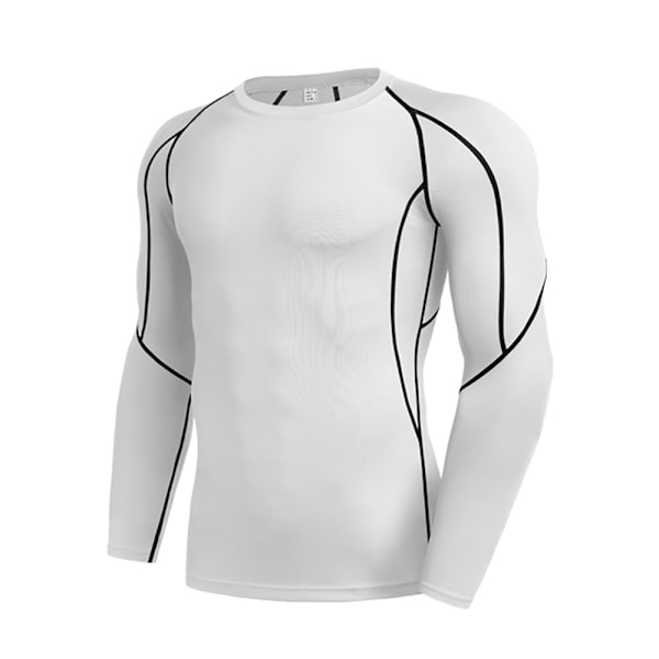 Dry Fit pitkähihainen kompressiopaita miehille, valkoinen M white