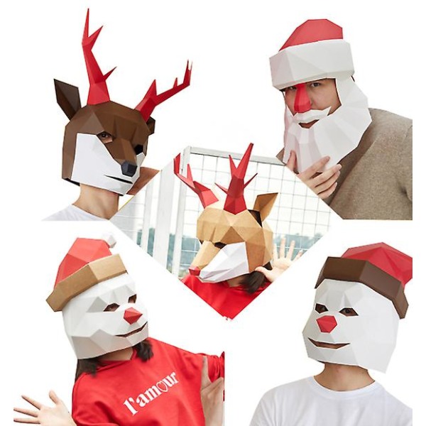 Julepapirmodellmaske, 3d Papirkunst DIY Håndlaget type3