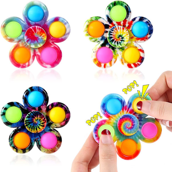 4 kpl pop fidget spinner -leluja, tie-dye popper pop bubble spinner -setti