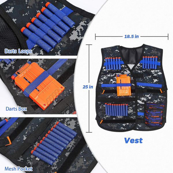 Kids Tactical Vest Kit För Nerf Gun Series Med Refill Dart Dart Pouch Reload Clips Taktisk mask handledsband