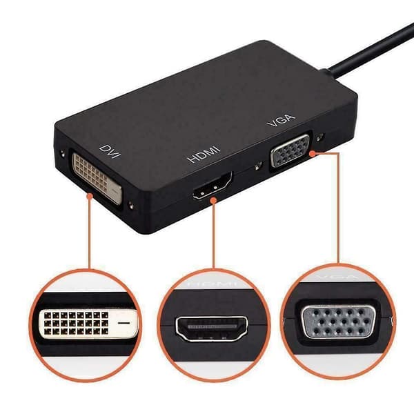 [LCS]Mini Displayport Thunderbolt Han Til Dvi-d Hdmi Vga Adapter Konverter 4k 1080p