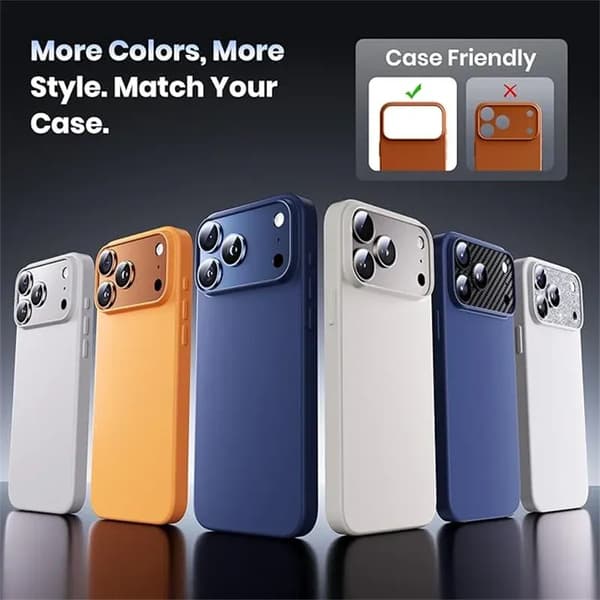[LCS] Kamerabeskyttelse i hærdet glas af metal til iPhone 17 Pro Max Legering Sort Linsebeskyttelse til iPhone 17 Air 17 Pro Max 5G Linsering Titanium Grå Titanium Grey For iphone 17 Pro