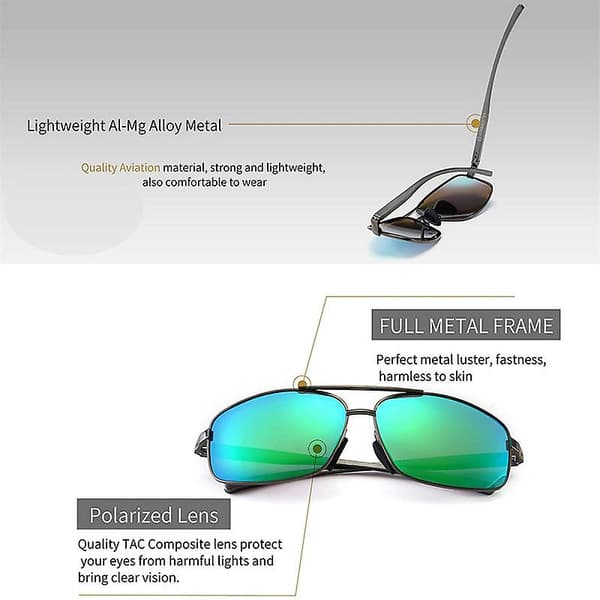 [LCS]Uv400 Ultralätta Rektangulära Polariserade Solglasögon Green