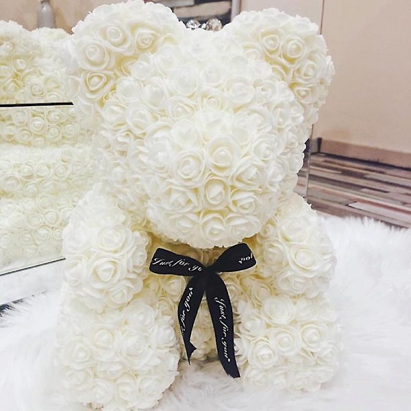 25cm/40cm Teddy Rosebjørn Valentinsdag Kvinner Gaver Kunstig Blomst Rosebjørn Juledekorasjon Til Hjemmet Cream 40cm