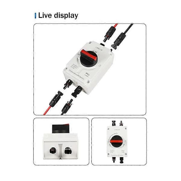 PV Solar Fotovoltaisk Afbryder, LONQ-40 DC Isolator Solar Switch IP66 Vandtæt DC1000V 32 White