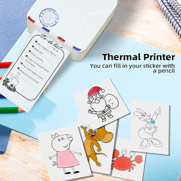 Mini Bluetooth Lommeprinter - 300dpi Termisk Mobilprinter