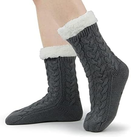 3 par Dam Vinter Tjocka Tofflor med Grepp Halkfria Varma Luddiga Strumpor Julklapp