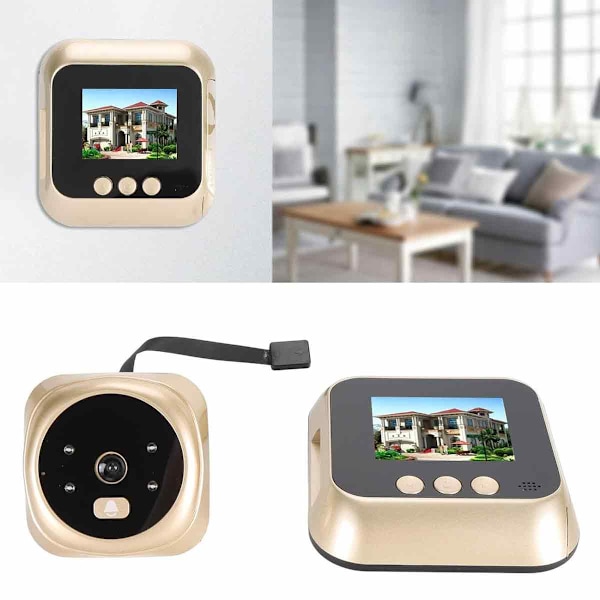 Digital dörrklocka med 2,4-tums TFT LCD, intelligent dörrklocka med rörelsedetektering, infraröd mörkerseende, 135° betraktningsvinkel, dörrklocksintercom för 30-110 mm