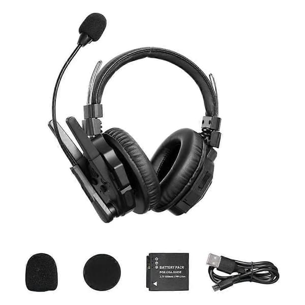 Intercom Headset System Dubbelsidigt Teamkommunikationsheadset 2,4 GHz 500 m Räckvidd Brusreducering för Liveshower, Scen Black