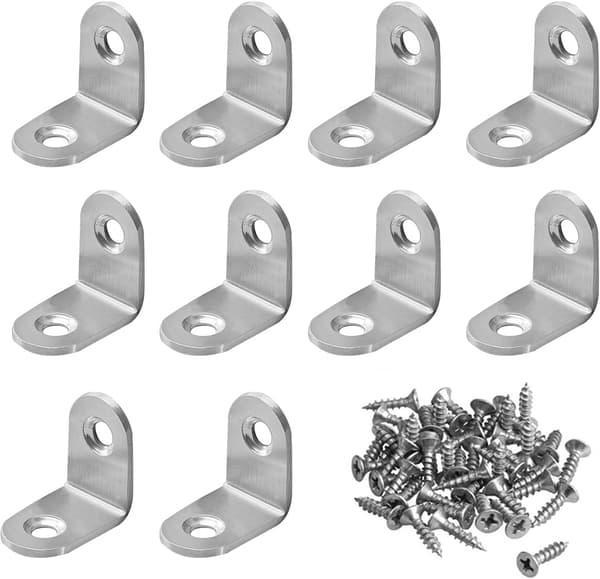 [LCS] Small Brackets, 10 Pcs Stainless Steel Angle Brackets, 25x25mm Small Shelf Brackets Angle Iron, Safety Corner Brackets, Wall Brackets