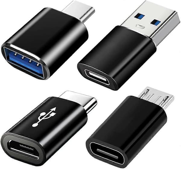 USB C-adaptere 4-pak, USB C til USB 3.0 OTG-adapter, Micro USB til USB C-adapter kompatibel med MacBook Pro, Samsung Galaxy, smartphones, bærbar computer, pc