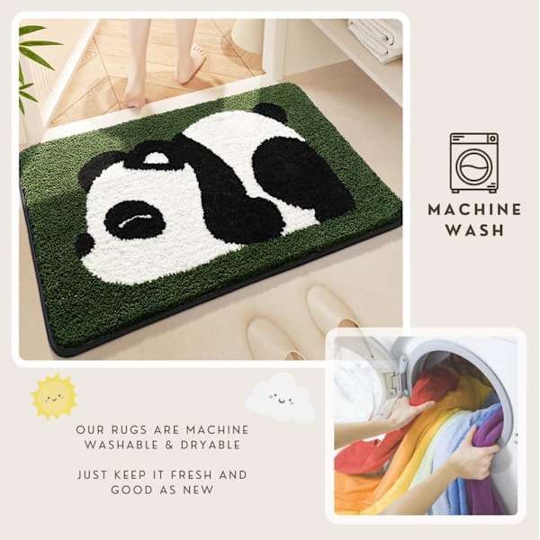 Søt Panda Baderomsmatte Søt Badematte Tegneserie Gulvmatter, Absorberende Myk Badematte, Maskinvaskbar Tørkbar Teppe 50 x 79 cm Dumb