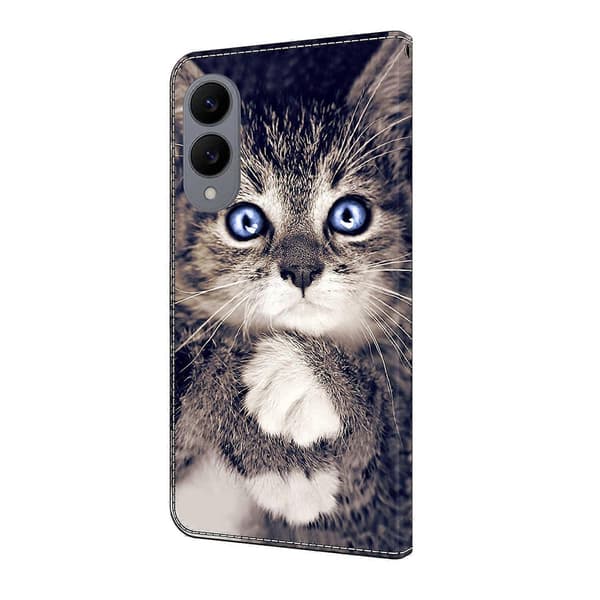 [LCS]För Samsung Galaxy S25 Edge Läderfodral Mönstertryck Plånboksställ Flip Telefonfodral Multicolor Hand-holding Cat