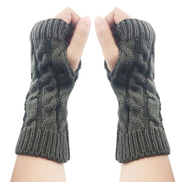 Muodikkaat Lämpimät Pehmeät Mukavat Rannekäsineet Talvi Sormettomat Tyttöjen Käsivarsikäsineet Lapaset Neulotut Naiset Dark Gray