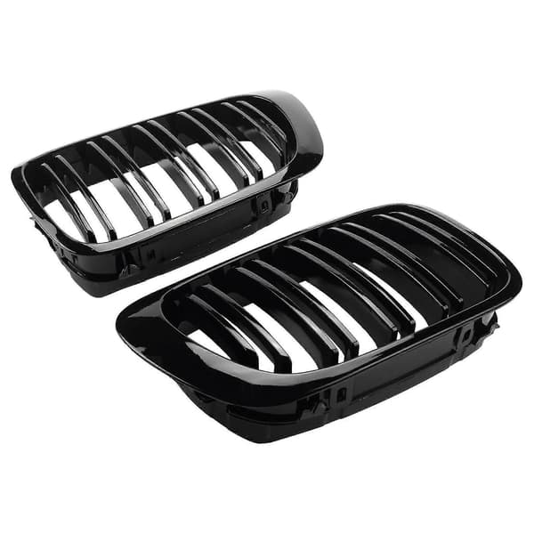 [LCS] 2 par højglans sorte dobbeltlamelgrill i M-stil, modificeret bagfarve, sort grill til E46, 2 døre