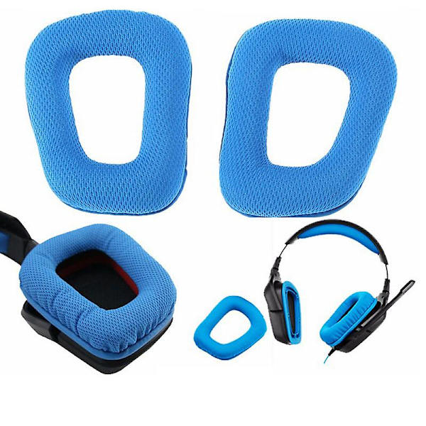Erstatningsøreputer og hodebåndpute sett for Logitech G35 G930 G430 F450 Blue