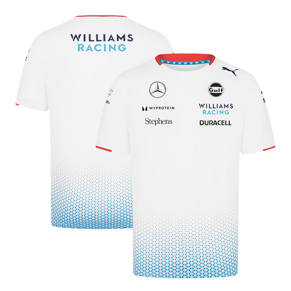 Williams Racing Team T-paita miehille ja naisille, pyöreä pääntie, lyhythihainen (valkoinen) 2024 valkoinen 2XL White