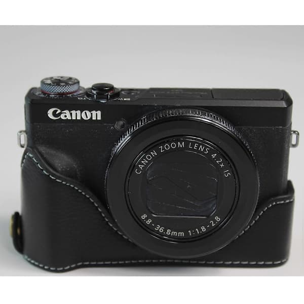 [LCS] Äkta läder halvkameraväska skydd för Canon PowerShot G7 X Mark III