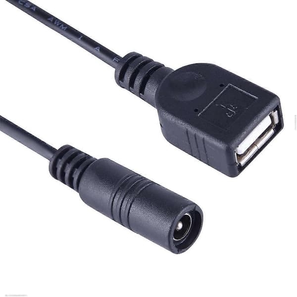 5,5 x 2,1 mm DC hun til USB AF DC hun strømstikkabel til bærbar adapter, længde: 15 cm (sort) Black