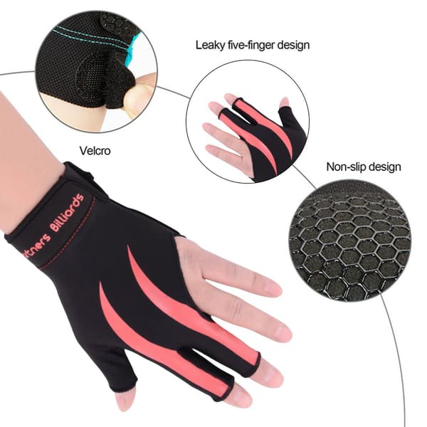 [LCS]1/2/3 Venstrehånds Snooker Billardhandske Gave Lavet af Elastisk Pink Sort 1 Pc Pink Black