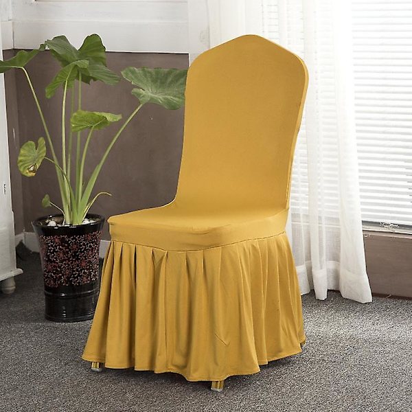 Spandex Stolsöverdrag Avtagbart Stretchöverdrag Volangfåll Matsal Bröllop Bankett Stolsöverdrag Light Yellow