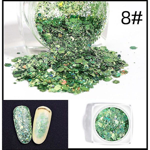 1 Æske Negle Havfrue Glitter Flager 3d Farverige Pailletter Polish Manicure Negle Kunst Dekoration 8