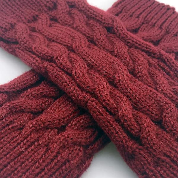[LCS]Mode Varme Bløde Komfortable Håndledshandsker Vinter Fingerløse Pige Armhandsker Vanter Strik Damer Red Wine