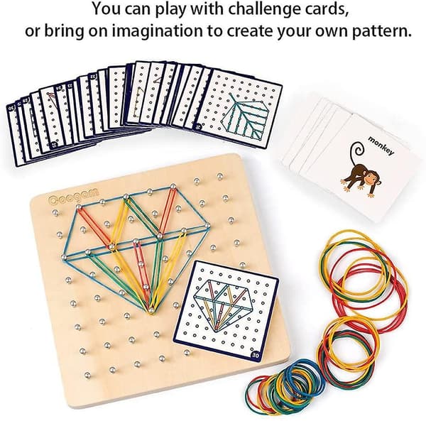 [LCS] Træ geoboard matematisk manipulerende materiale array blok geo board legetøj Kompatibel med børnegave