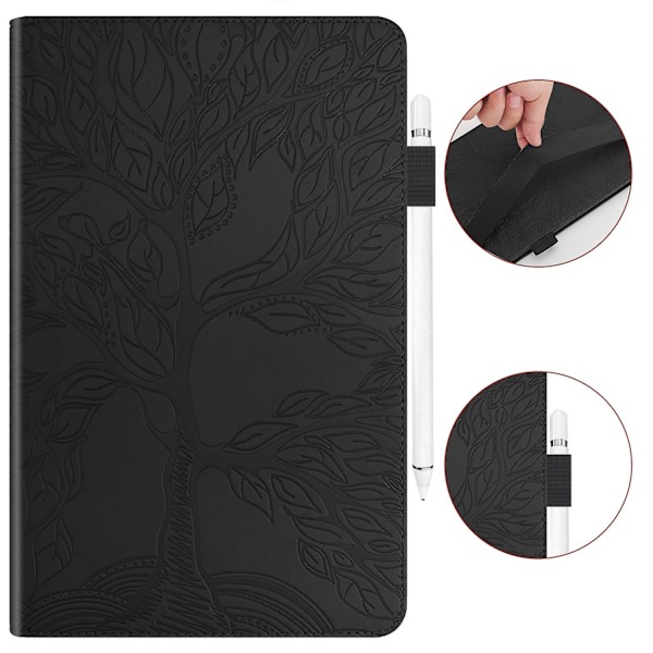 Præget PU læder tablet cover til Apple Ipad Mini 5 4 3 2 1 black