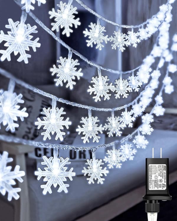 [LCS]100 LED Julsnøfnugglys, 32ft Snøfnugg Fairy String Lys Hvit White 66ft