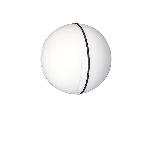 Interaktiv katteleke ball med LED-lys 360 graders selvroterende ball USB oppladbar katteball leke White