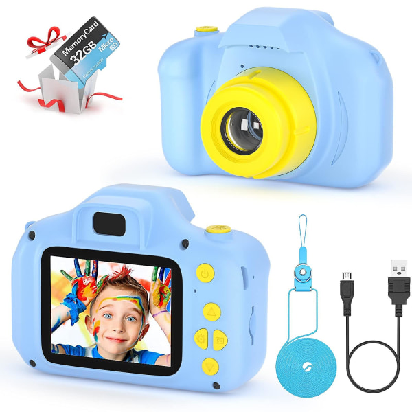 Kamera Barnpresenter 2-tums HD 1080p-skärm Digitalkamera med 32gb Tf-kortleksaker Barnleksaker för pojkar och flickor från 3 till 12 år
