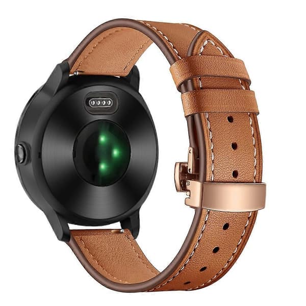 [LCS]20mm Top-layer koskind ægte læder urrem erstatning til Garmin Vivoactive 3 Vivom Multicolor Rose Gold+Brown