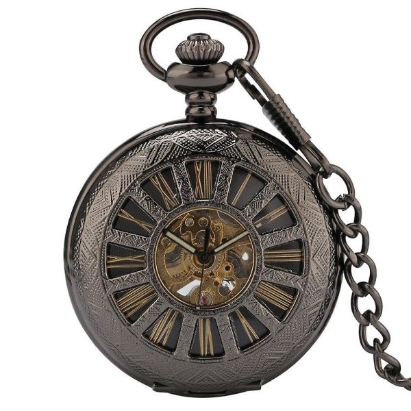 Elegant vintage mekanisk handlindning watch Guld romerska siffror Visa transparenta klockor