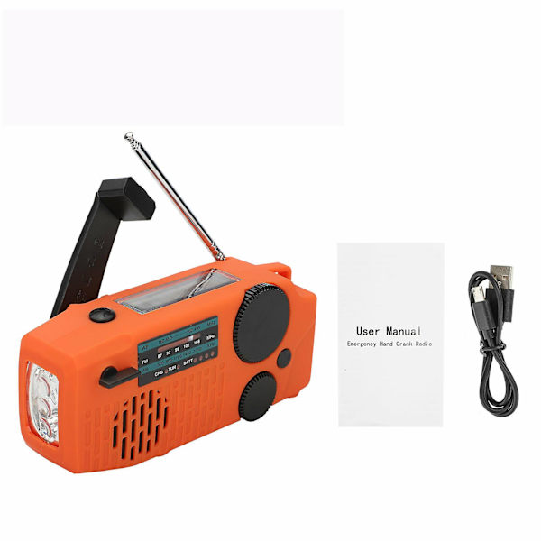 Aurinkoenergialla toimiva hätäsää FM-radio retkeilyyn taskulampulla