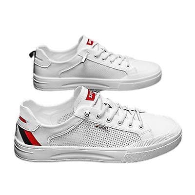 [LCS] Åndbare tynde afslappede sneakers All-match hvide sko til mænd White red 41