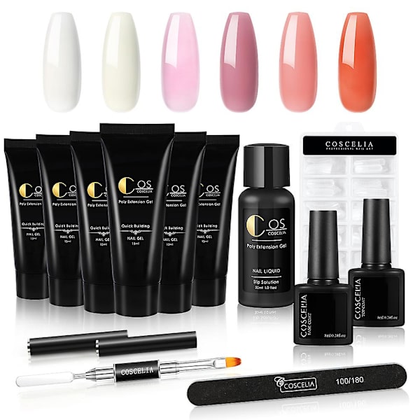 Poly Nail Gel Kit - Nude Negleforlænger Gel Neglesæt Orange Bui