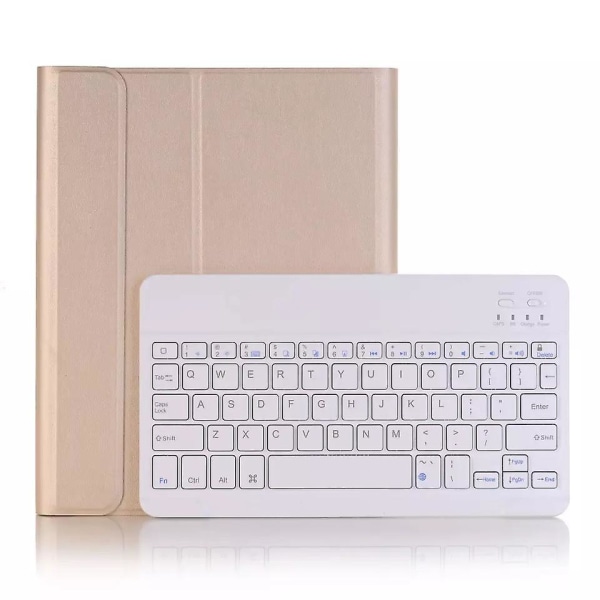 Bluetooth Tangentbordsfodral för Samsung Galaxy Tab S6 Lite 10.4\" 2020 (sm-p610/sm-p615) med Bakgrundsbelysning Gold